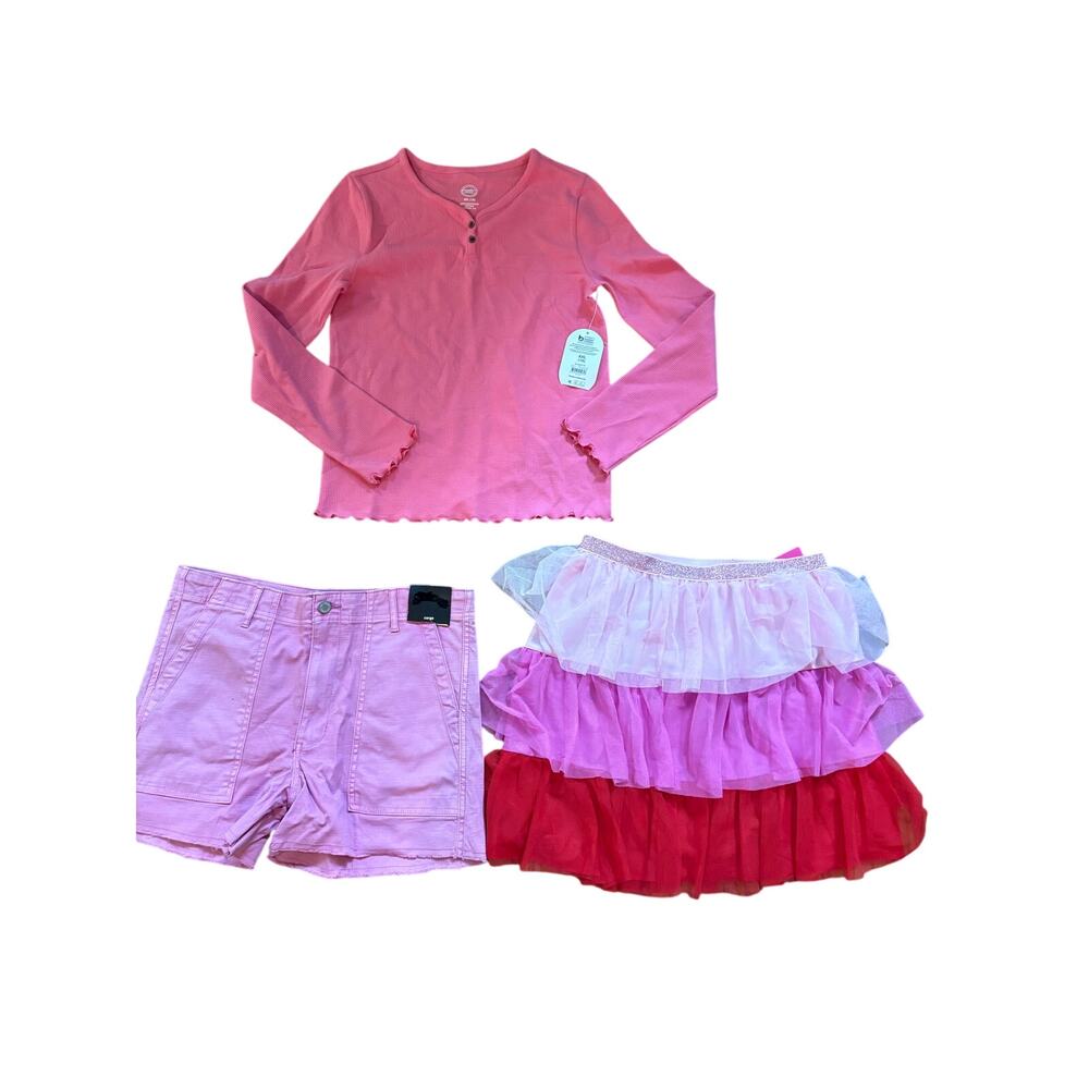 Girls XXL 18- 3pc Lot NWT Tutu Skirt, Shorts, Long Sleeve Tshirt